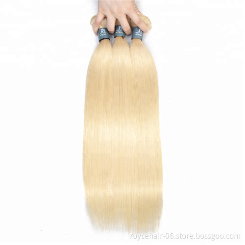 Wholesale Raw Virgin Indian Temple Hair  Remy Silk Straight Hair 613# Blonde Bundles